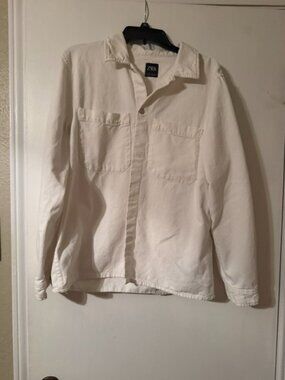 Zara Women’s Off‑White Denim Button‑Up Top – Size Large